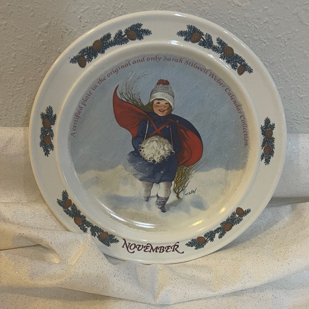 Sarah Stilwell Weber November Collector's Plate with Child Illustration